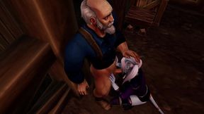 draenei girl gives an old man a deep blowjob - warcraft parody