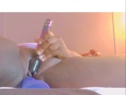 Playing with my wet creamy pussy while the cable man is in the next room.
