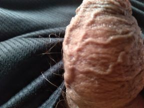 Gay boy shows the glans of his cock