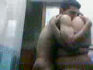 Chubby Indian girlfriend in the bathroom with her man