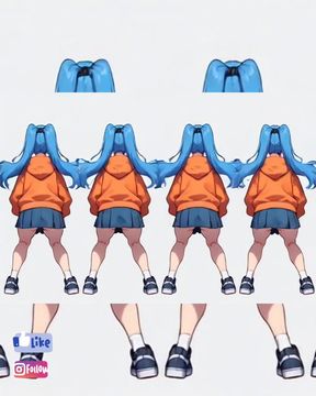 Blue haired girls dancing
