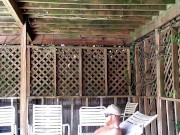 Ginger caught showing off in public, pissing, playing with floppy cock