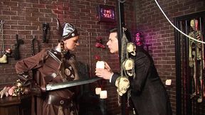 viking girl takes a load at the horror shop