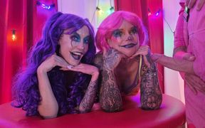 Jessie Rae Meets the Purple &amp; Pink Cock Crazed Clowns