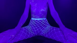 ASMR self-pleasuring under a blacklight with my hands, vibrator, and glow in the dark lube