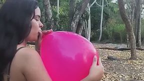 Taking a walk in nature and blowing up balloons in public!