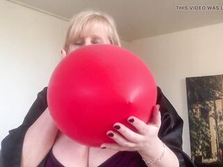 Balloon Fetish. Large Tit Older Balloon blowing and Popping