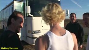 Crazy girls rough bang van party banged