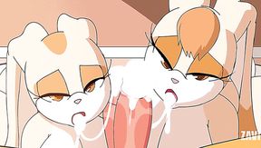 Horny Tails satisfies the hot holes of rabbits with two cocks at once. Hot animation.