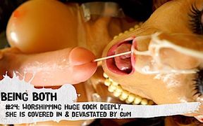 #24–Worshipping huge cock deeply, she is covered in & devastated by cum – BeingBoth