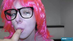 Nerdy Miss Pink Swallows Creamy Thick Cum