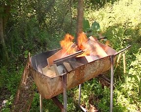 Sexy French babe enjoys hot anal threesome in the woods