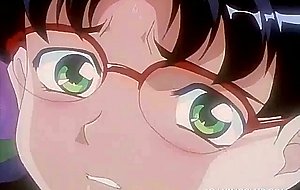 Hentai girl in glasses gets cunt nailed by monster tentacles