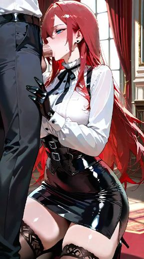 sucking cock, a woman, a man, redhead hair, video created by AI