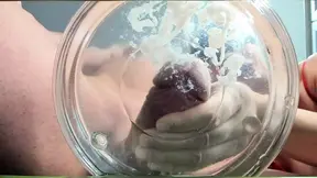 Mature cougar milks 18yo's big cock in water, huge cumshot