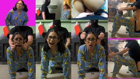 Brat eRica gets fish hooked, fucked, & has her pigtails used as handlebars by a burglar