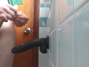 Boy Plays With Big Black Dildo