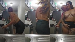 marido corno pega sua mulher na cozinha meti a pica e goza dentro sem camisinha