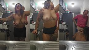 marido corno pega sua mulher na cozinha meti a pica e goza dentro sem camisinha