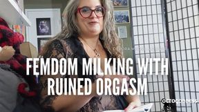 Real Femdom Milking; FLR Ruined Orgasm Handjob cumshot BBW MiLF Domme with Feminized Submissive POV featuring OctoGoddess and quiver real BDSM couple wmv Version