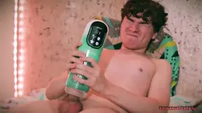 Cute Latino Twink Emmanuel Kokichi Using an Automatic Masturbator Toy for the First Time