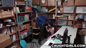 Teen Thief Gives Blowjob & Gets Doggystyle Fucked in Office