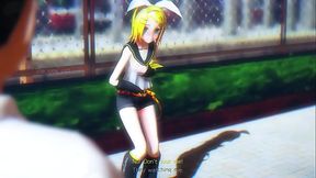 Kagamine Rin Naked Dance In Public - Happy Synthesizer MMD by Chick