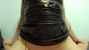 MILF in Latex Dress Orgasms While Riding Hard Cock and Gets a Cum Explosion
