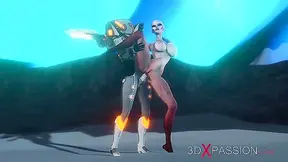 Female alien gets fucked hard by futanari sci-fi explorer in exoskeleton