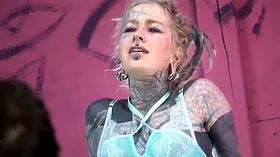 Behind the vignettes with heavily tattooed thin lady anuskatzz