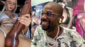 transgender light elf stroking her hard meaty girl cock and cumming hard as fuck, ai generated