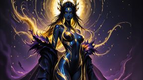 Beautiful Nude Void Empress with Crystalline Golden Braided Body
