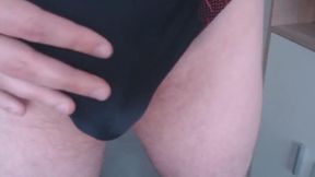 Big Cock Bear Cums in Speedo Bulge