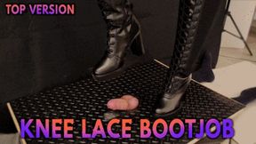 Cock Squeeze and Bootjob in Sexy Black Lace Knee Boots (Top Version) - Tamystarly - Cock Balls Crush Trample, CBT, Trampling, Shoejob, Stomping