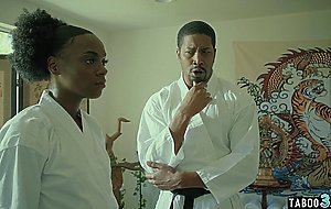 Lesbian ebony nurse healing and tasting a shaved black pussy