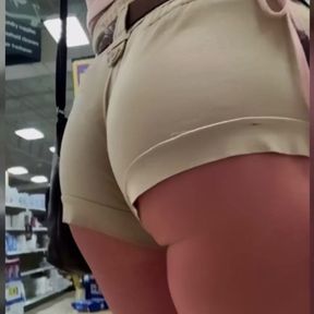 Tight slutty khaki shorts in Walmart Sissy Cd Transgirl