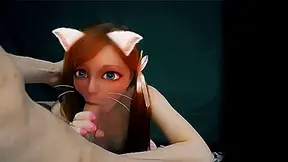 Hentai in real life Furry cat girl waifu blowjob
