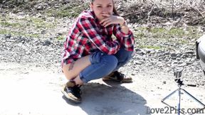 Getting ready to pee on a street