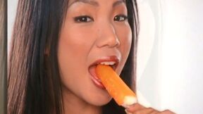Hot huge boobs Asian COUGAR loves sweets & her huge Asian boobs