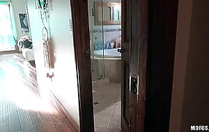 Skinny Brunette cutie in a honey POV bathroom scene