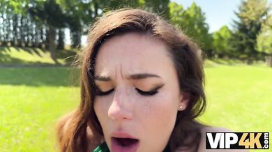 Beauty of a stranger licking her pussy close up in HD