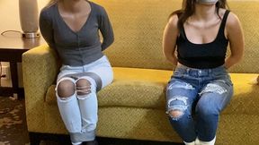 Tied Talette 2 from Internship MP4-Rosie Satin is tied up with rope next to tape bound Blake LaVIsta