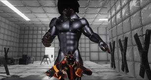 Latex wolf destroys femboy in VRChat gloryhole
