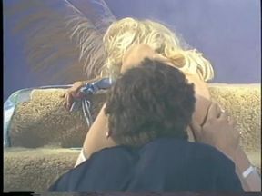 Blonde angel does a strip tease then eats cock on the staircase then fucks