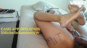 YELLOW T SHIRT HAT ON COSPLAY SMOKING HOT LATINA TAKES BBC