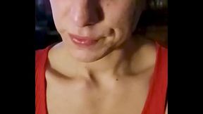 Dark Hair Beauty Spreads her Asshole and Sucks Big Cock on her Knees