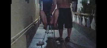 Fucking with neighbor outdoors in public