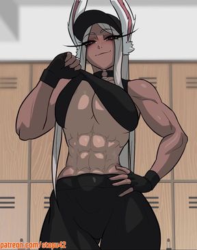 Female bodybuilder in gym attire