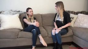 Two American Lesbians Sucking Each Other's Foot Toes Naked.