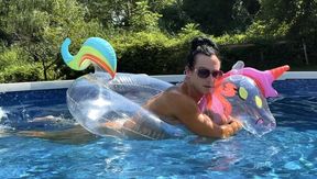 Kandy Inflates, Floats and Bounces Her Tits On Her Pool Toys